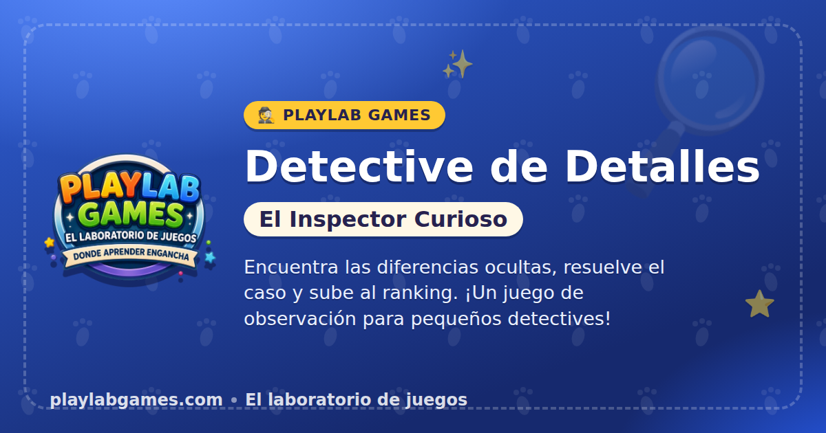 Portada del juego educativo Detective de Detalles, de lógica y memoria, de 6 a 10 años