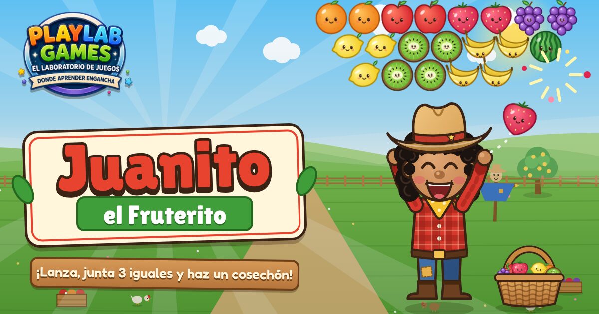 Portada del juego educativo Juanito el Fruterito, de lógica y memoria, de 4 a 8 años