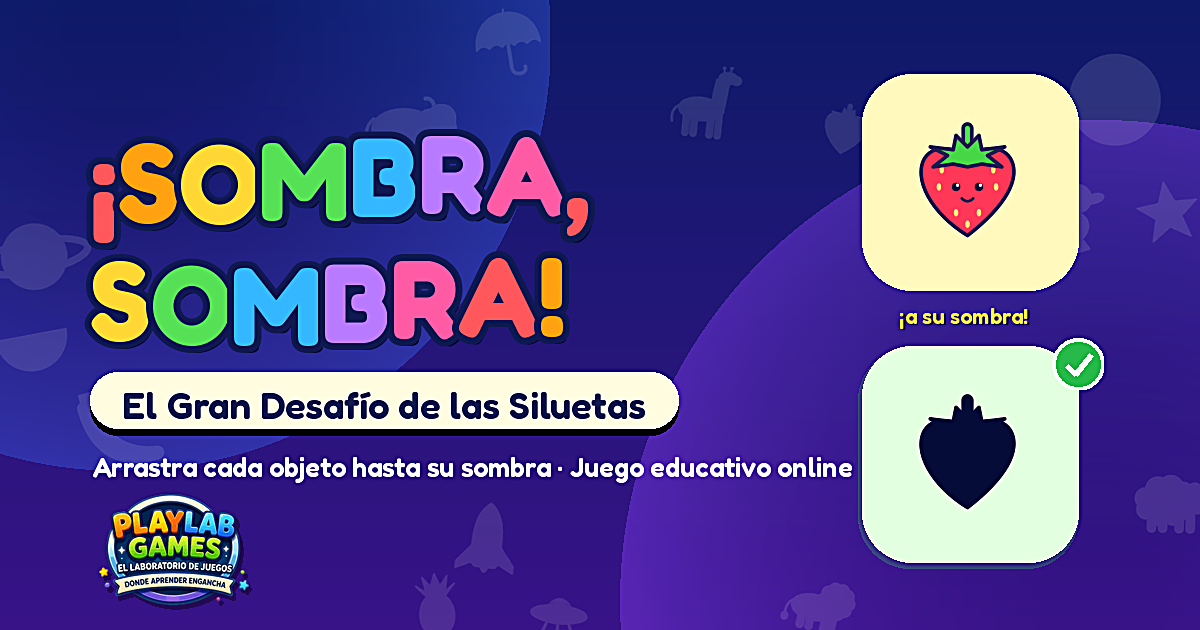 Portada del juego educativo ¡Sombra, Sombra!, de lógica y memoria, de 4 a 8 años