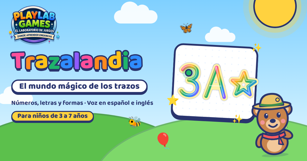 Portada del juego educativo Trazalandia, de mecanografía, de 3 a 7 años